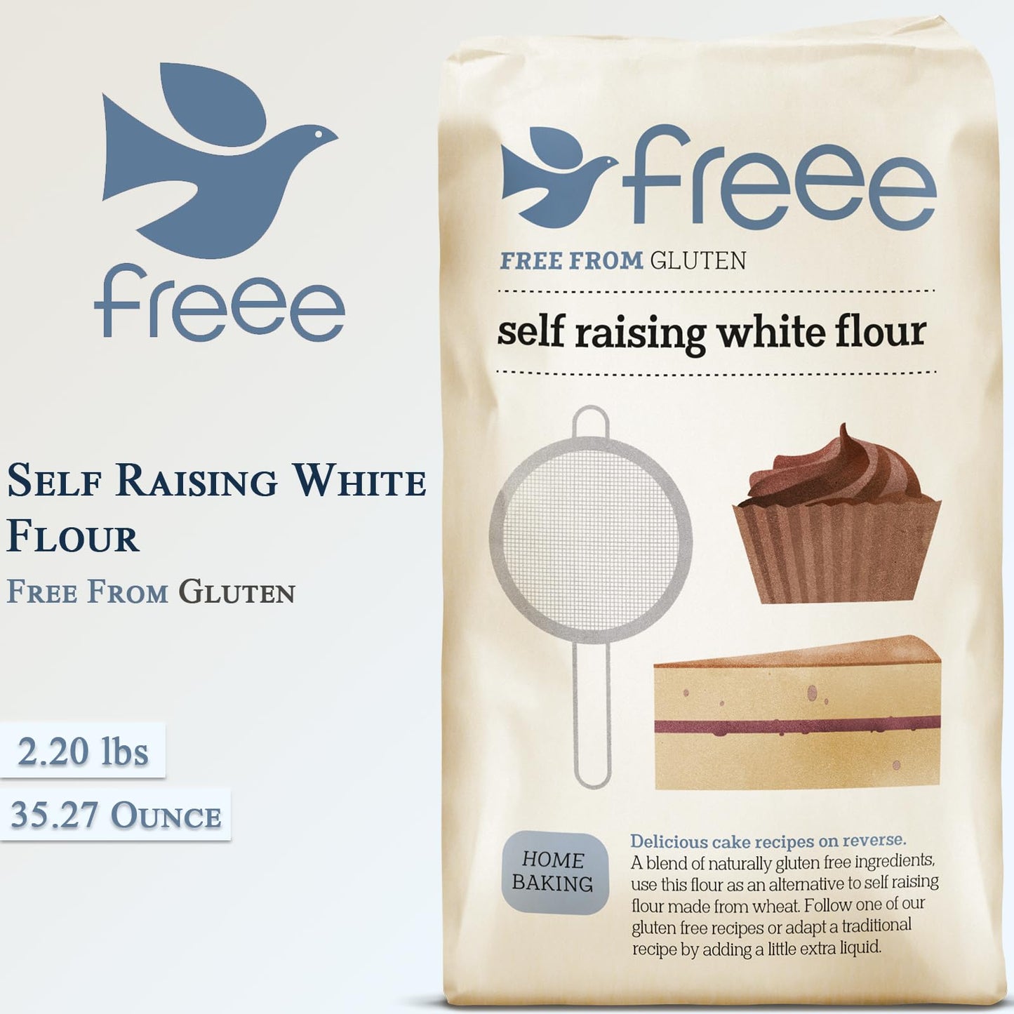 Freee Gluten Free Self Raising White Flour | All Purpose Flour | For Cakes, Muffins & Pancakes Baking | Imported From Uk | Bakin