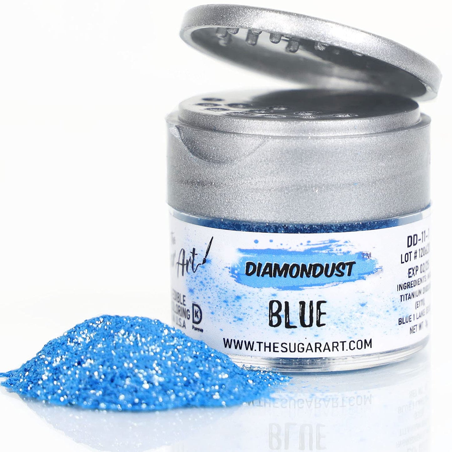 Blue Edible Glitter For Drinks, Cocktails, Cake Decorating, Strawberries, Chocolates & More | No Taste | 4G | 100% Food-Safe | Kosher, Vegan, Gluten & Nut Free | Diamondust By The Sugar Art