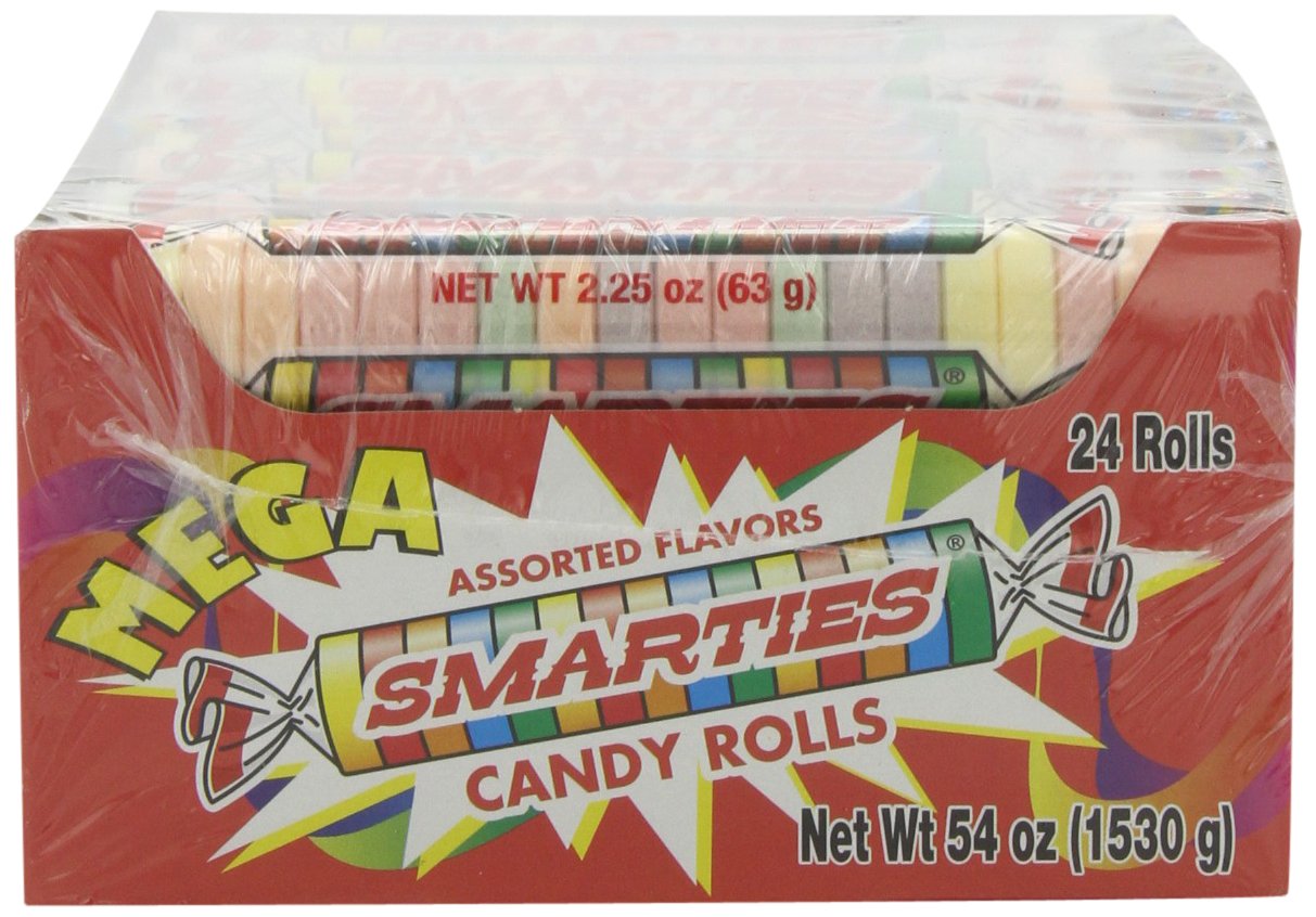 Smarties Candy Mega Rolls - Assorted Flavors - Gluten & Vegan Free - 54oz Box - Pastel - Individually Wrapped