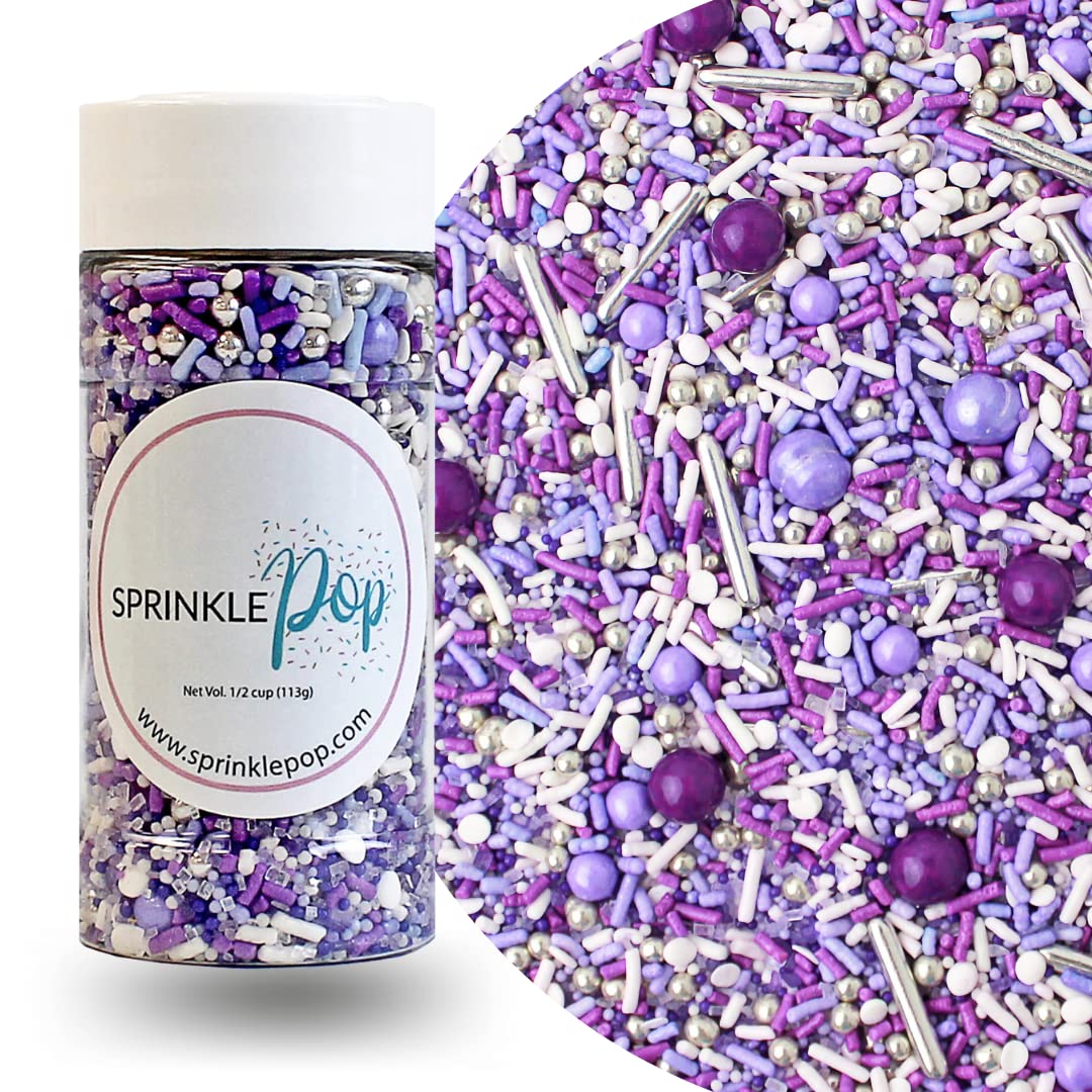 Perfectly Purple Sprinkle Mix| Made in USA By Sprinkle Pop| Monochromatic Mix of Rich Purples| Purple White Sprinkles For Decora