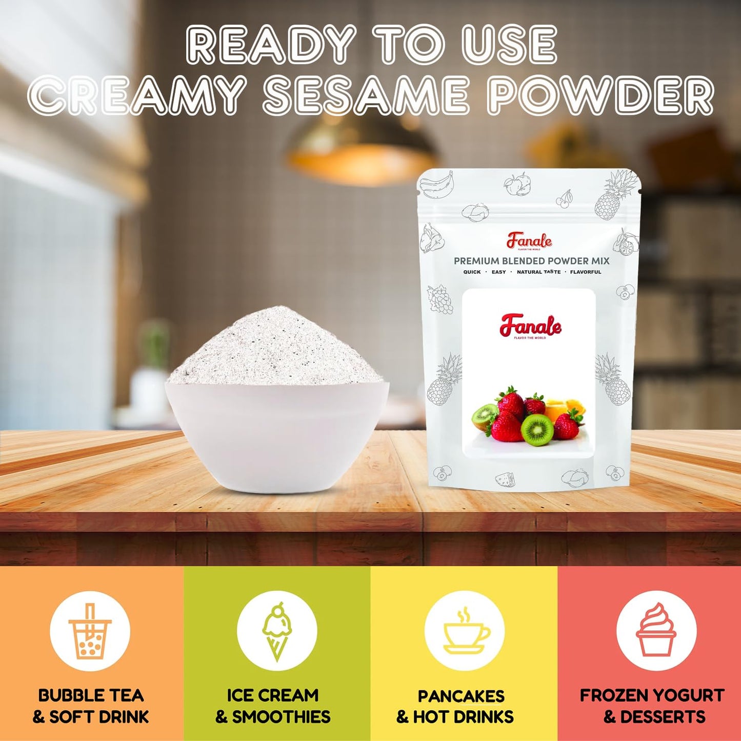 Fanale Premium Creamy Sesame Bubble Tea Flavoring Powder | Perfect For Baking, Smoothies, Desserts And Drinks | Instant Flavorin