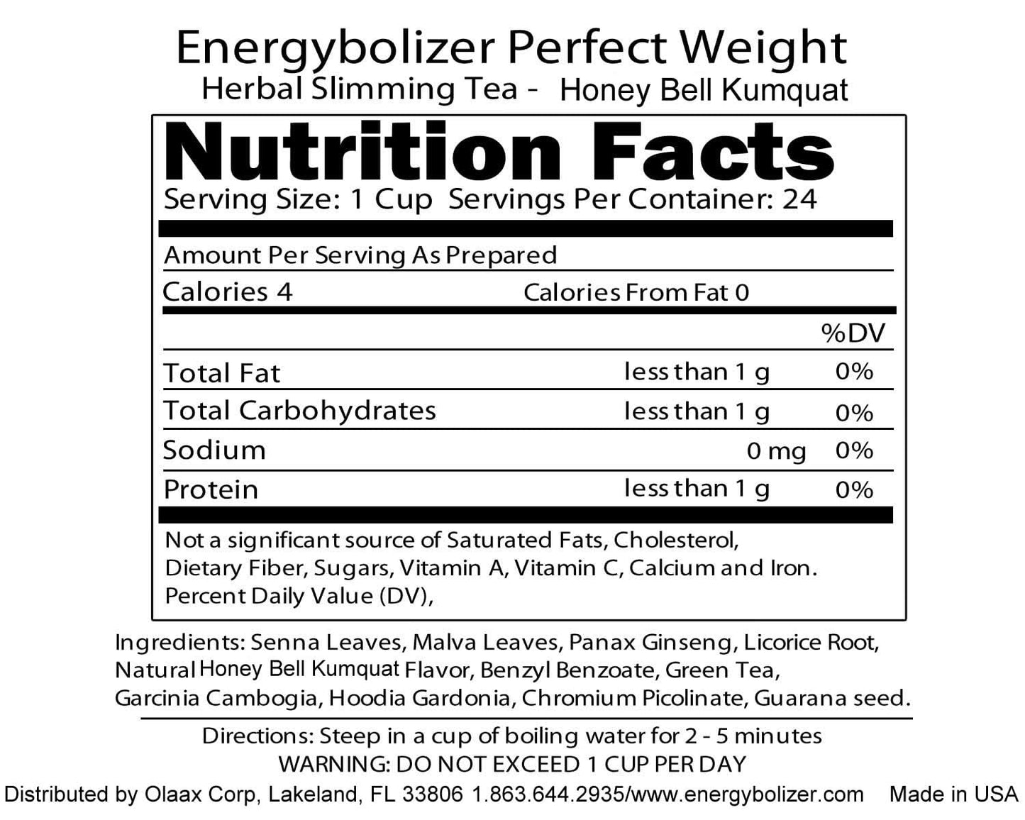 Energybolizer Perfect Weight Herbal Tea (24 Bags)| Natural Energy Booster For Women And Men | Increase Energy, Improve Digestion