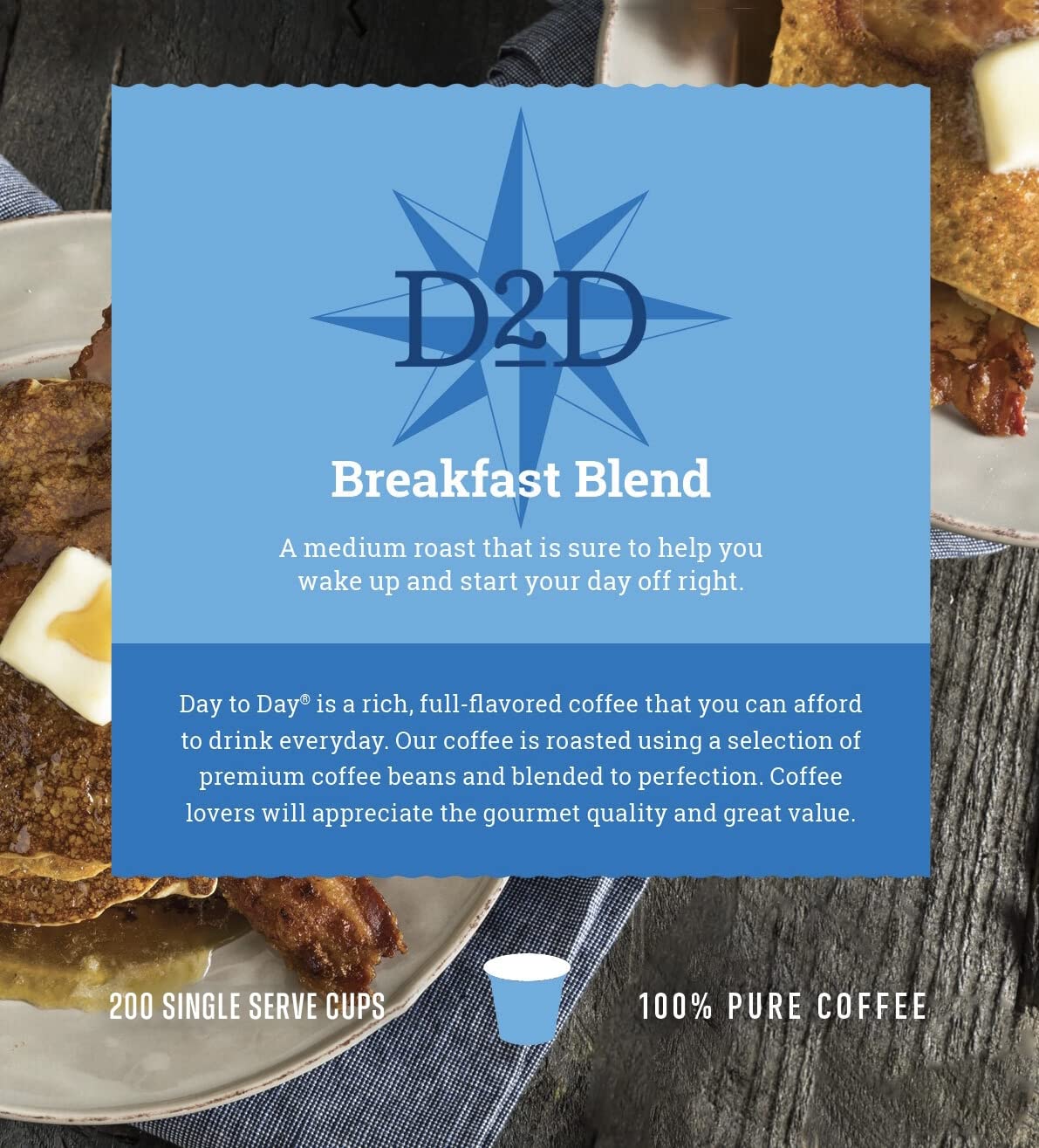 Day To Day Coffee Breakfast Blend Medium Roast K-Cup Pods 200 Count