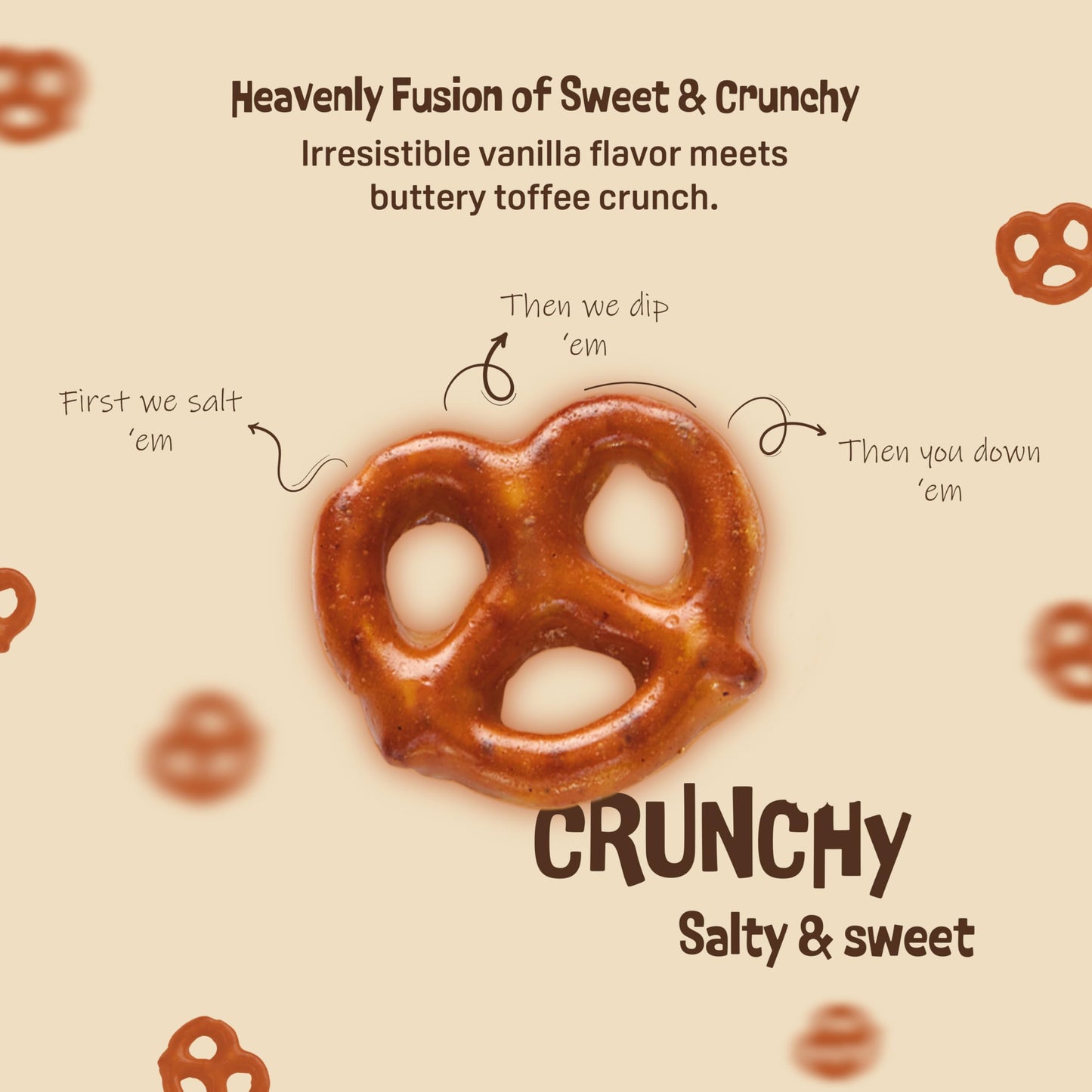 Vanilla Bean Flavor Pretzels - 4 Oz Gourmet Snack, Crunchy Bite-Sized Treats with Rich Butter Toffee Coating - Perfect for Shari