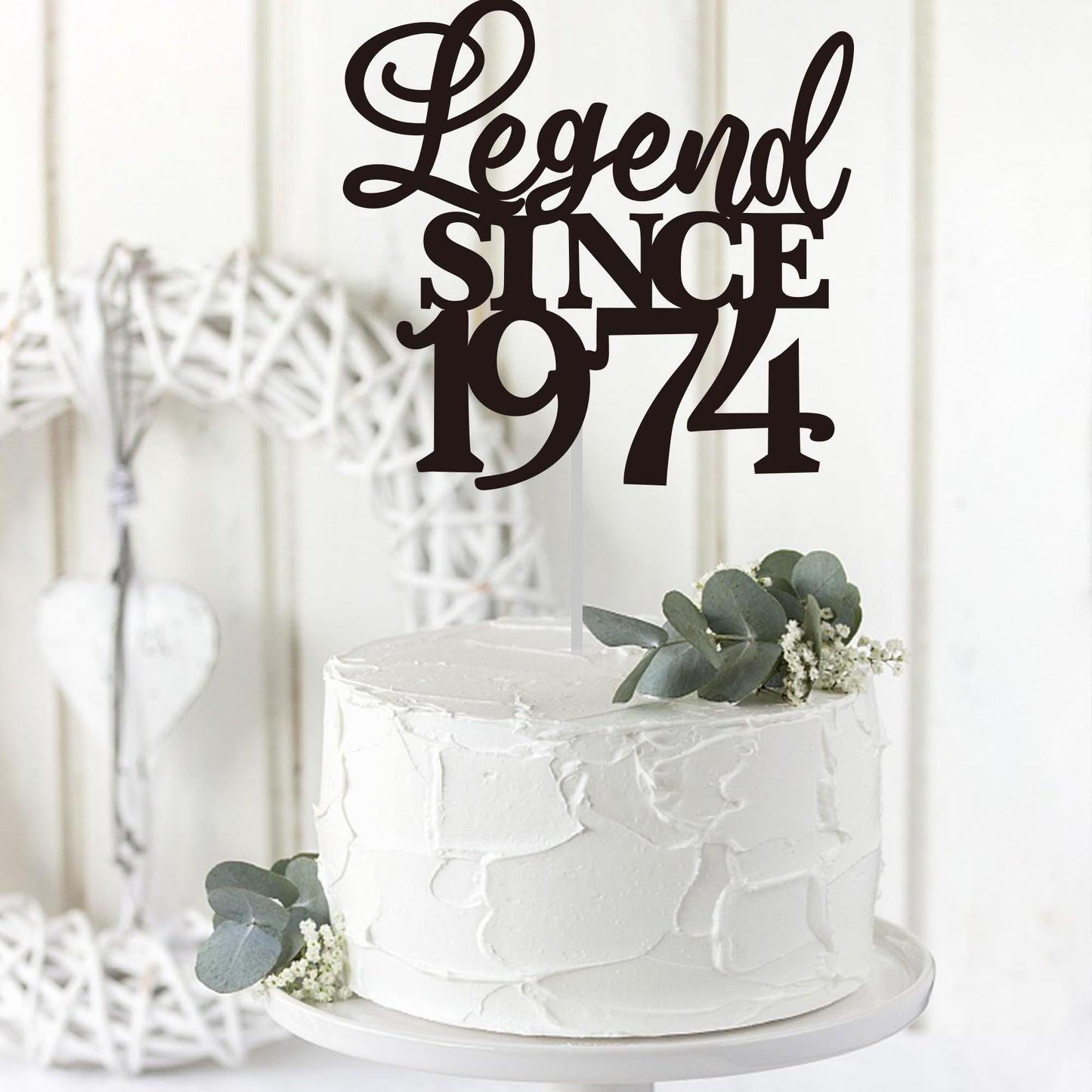 Rssta i Cake Topper, Legend Since 1975, Glitter Design, 5.3x9.2 inches, Black, Model XM310-black 1973