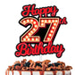Happy 27th Birthday Cake Topper Fluorescent Flashing Night Out Hen Movie Nightclub Theme Decor Supplies Woman Man Happy Birthday