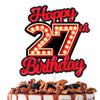 Happy 27th Birthday Cake Topper Fluorescent Flashing Night Out Hen Movie Nightclub Theme Decor Supplies Woman Man Happy Birthday