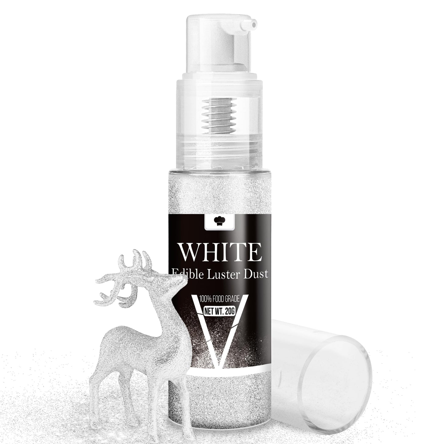 Vividye Edible Glitter Spray - Luster Dust Powder for Baking & Drinks - 20g - White