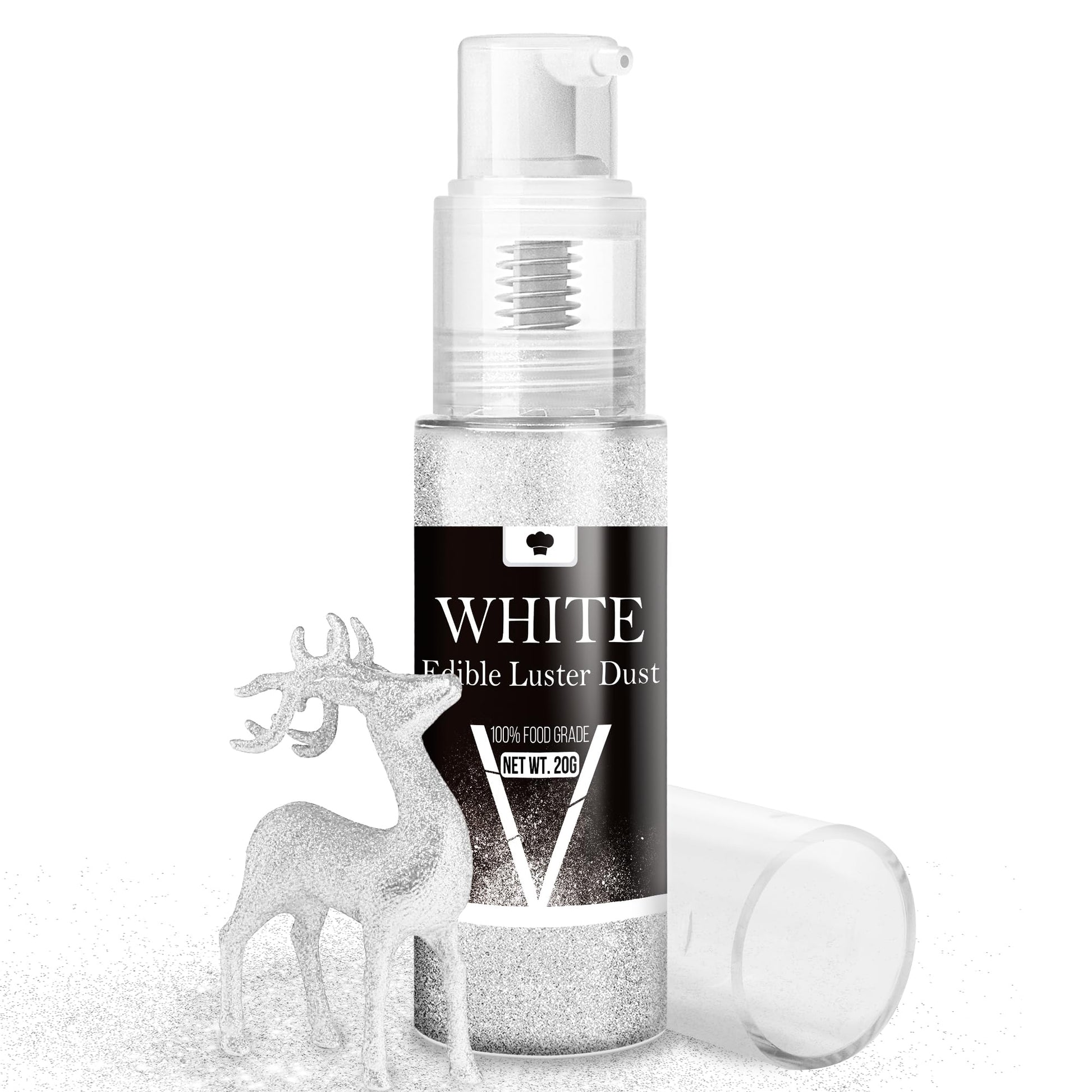 Vividye Edible Glitter Spray - Luster Dust Powder for Baking & Drinks - 20g - White