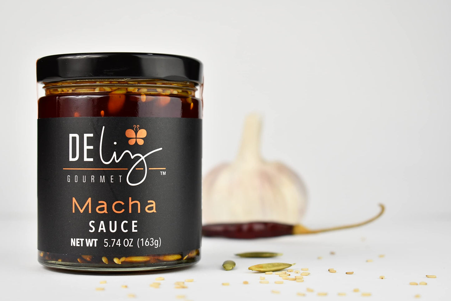 Deliz Gourmet Macha Sauce, Oil-based with Dried Chillies, Pumpkin Seeds & Sesame Seeds, 8 oz.