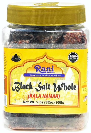 Rani Black Salt Raw Whole (Kala Namak) Mineral 32oz (2lbs) 908g PET Jar ~ Unrefined, Pure and Natural | Vegan | Gluten Friendly 