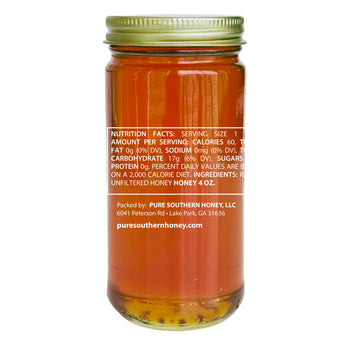 100% Authentic, Usa - Made Raw Unfiltered Honey, Made By Pure Southern Honey [ 8 Oz ] - Unheated - Non - Gmo, No Additives, All