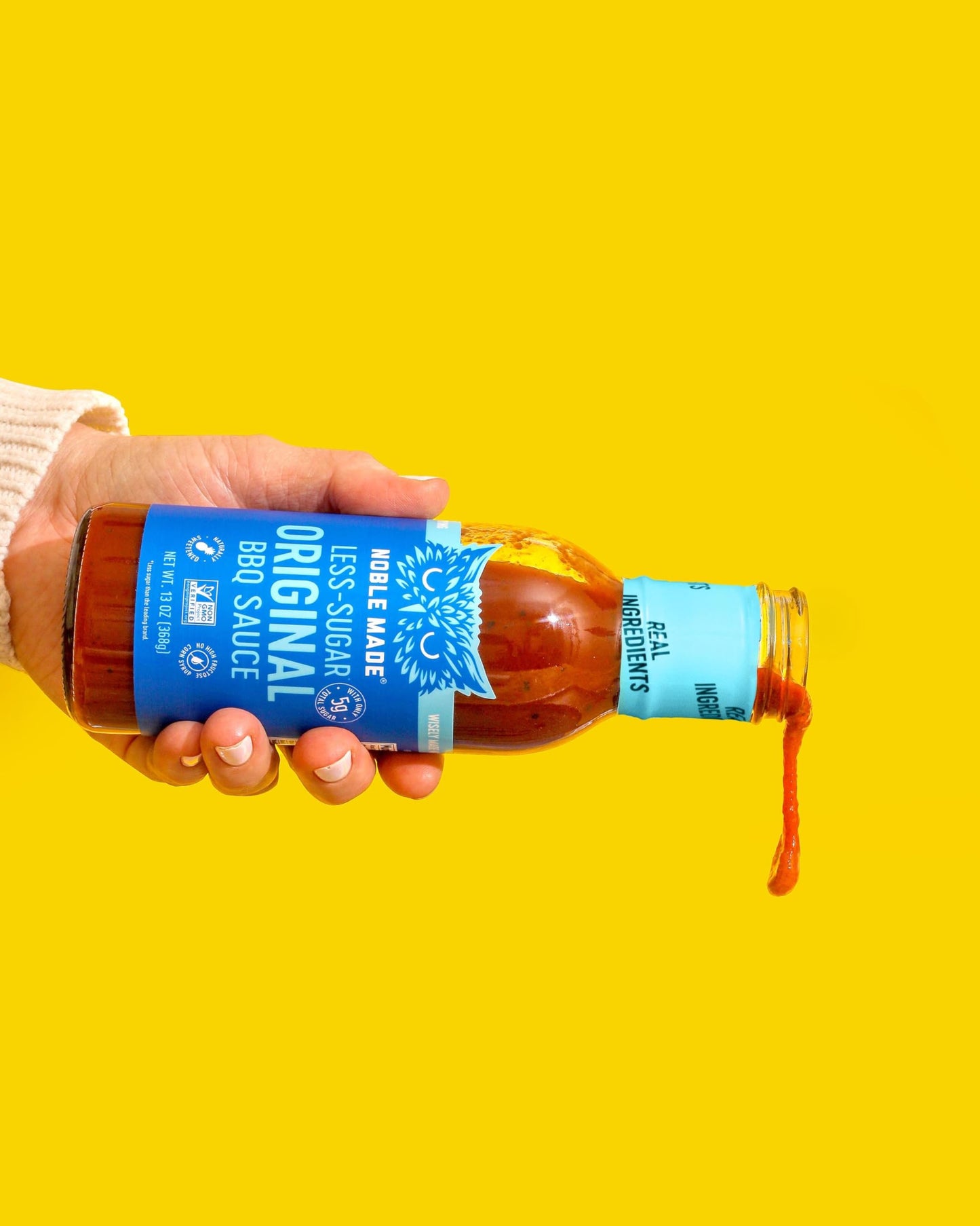 Noble Made Less-Sugar Original BBQ Marinade and Dipping Sauce, 13 fl oz Bottle, Original BBQ Sauce, Low Sugar, Whole30 Approved,