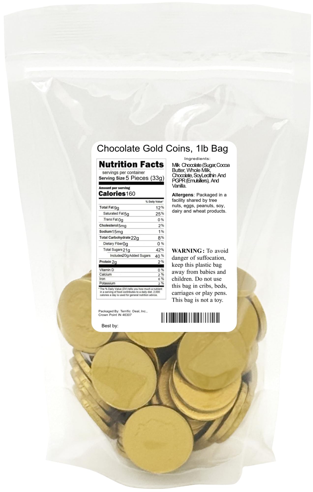 Chocolate Gold Coins, 1Lb Bag