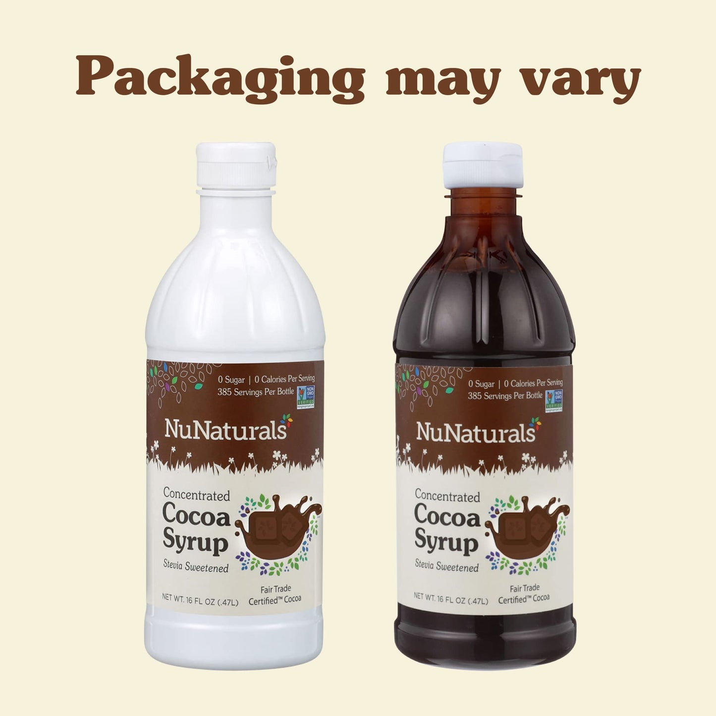 NuNaturals Stevia Syrup, Sugar-Free Sweetener, Plant-Based Sugar Substitute, Zero Calorie, Sugar-Free Syrup, Chocolate, 16 oz