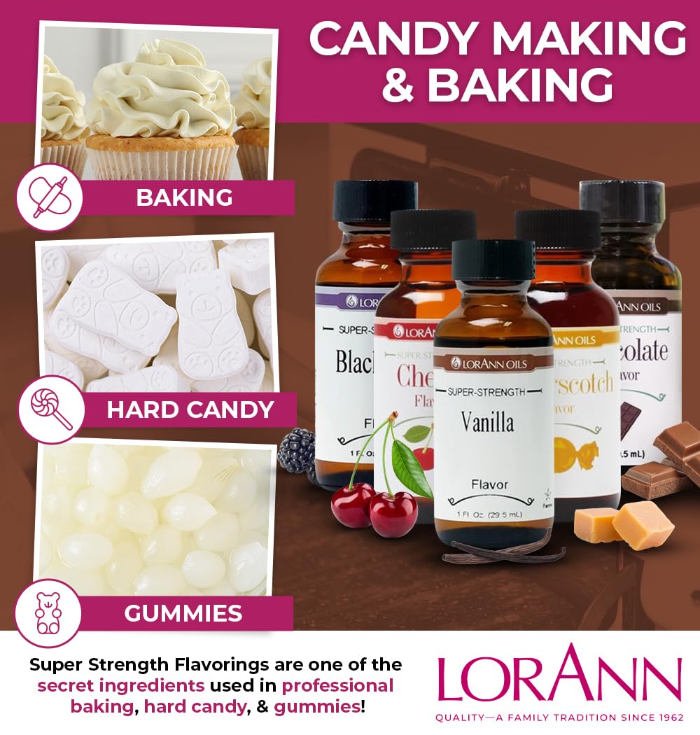 LorAnn Oils Super Strength Flavoring - Vanilla, 1 fl oz, Clear Liquid, Model 0690, Ideal for Candy Making and Baking