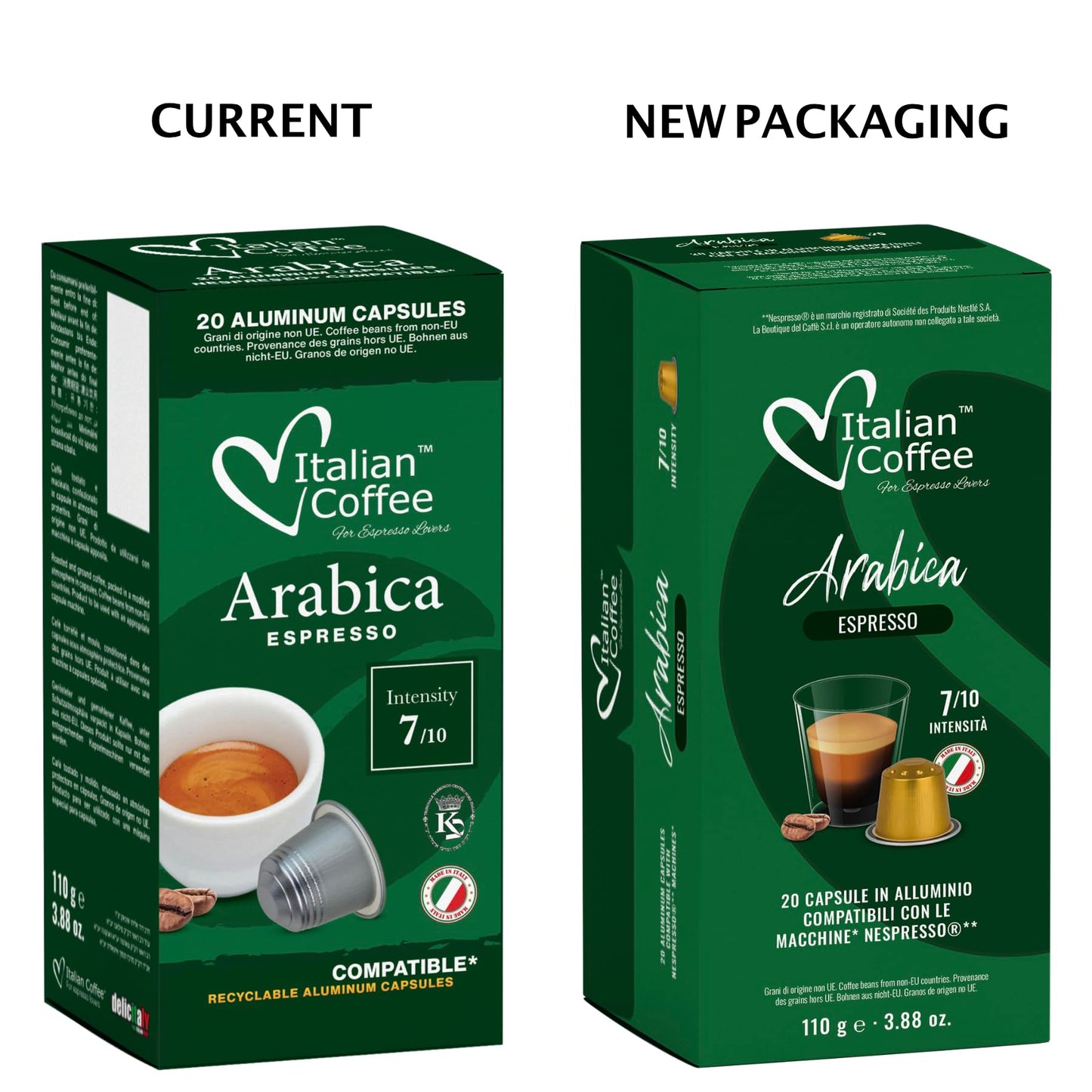DELICITALY Coffee Pods Compatible with Nespresso Original, 100% Arabica, Aluminum, 100 Count