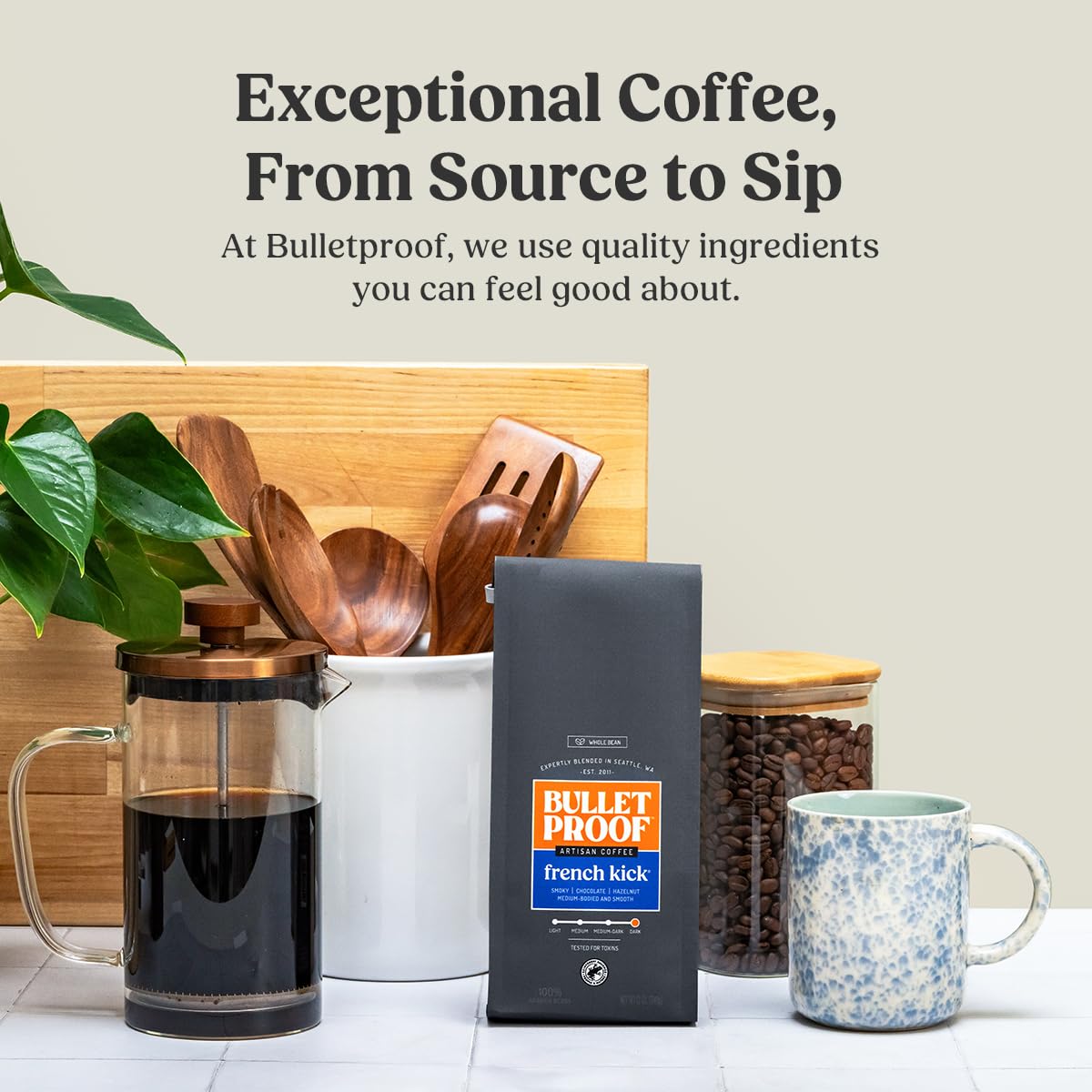 project pieceproof Dark Roast Whole Bean Coffee, 100% Arabica, 12 Ounces, Model 9742028