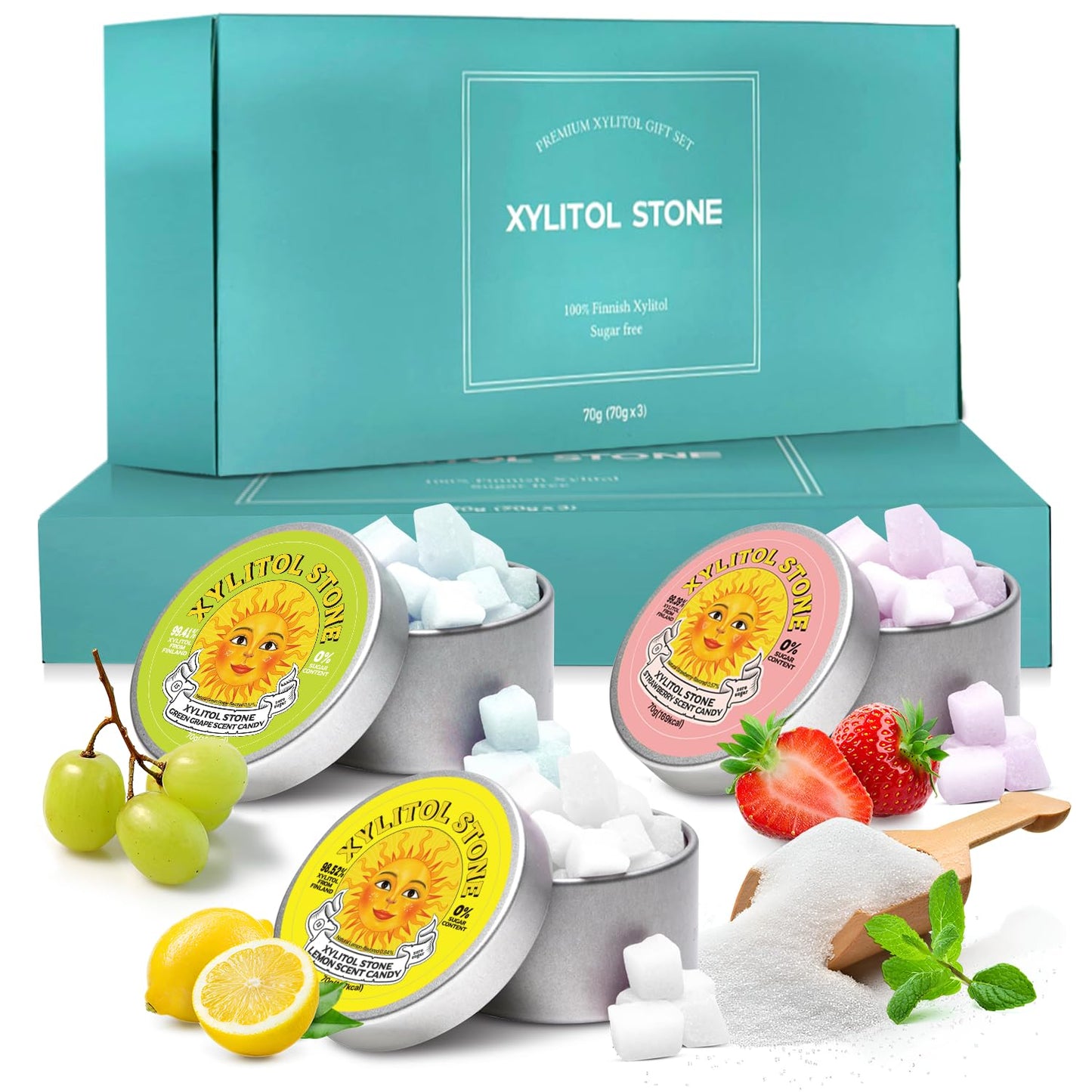 Xylitol Stone Sugar Free Candy - Vegan & Keto Friendly Unique Hard Candy - 100% Natural Flavor Candies - Gluten Free & Non-GMO B