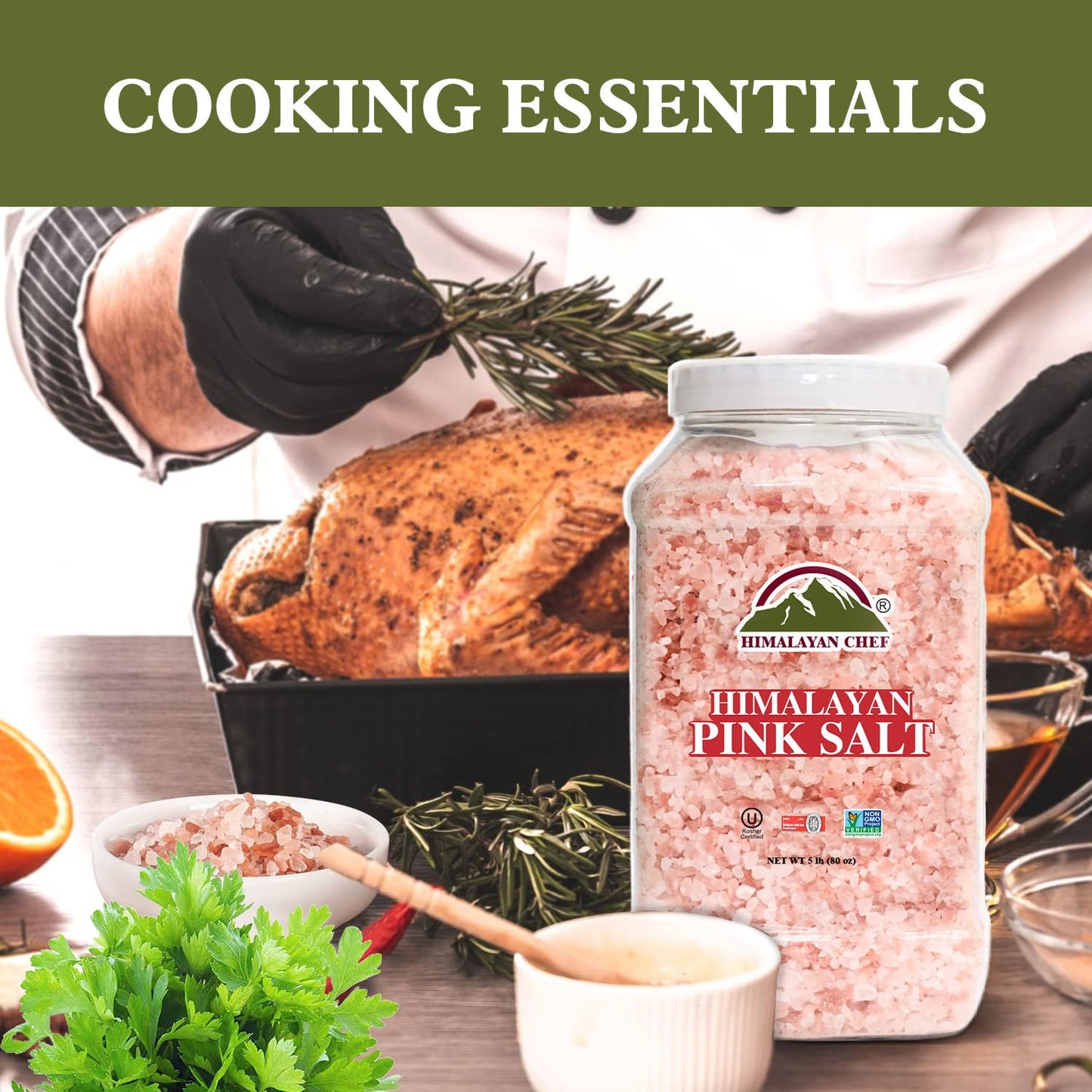 Himalayan Chef Coarse Pink Himalayan Salt, 80 oz (2-Pack), Natural, Kosher, Ideal for Cooking and Seasoning