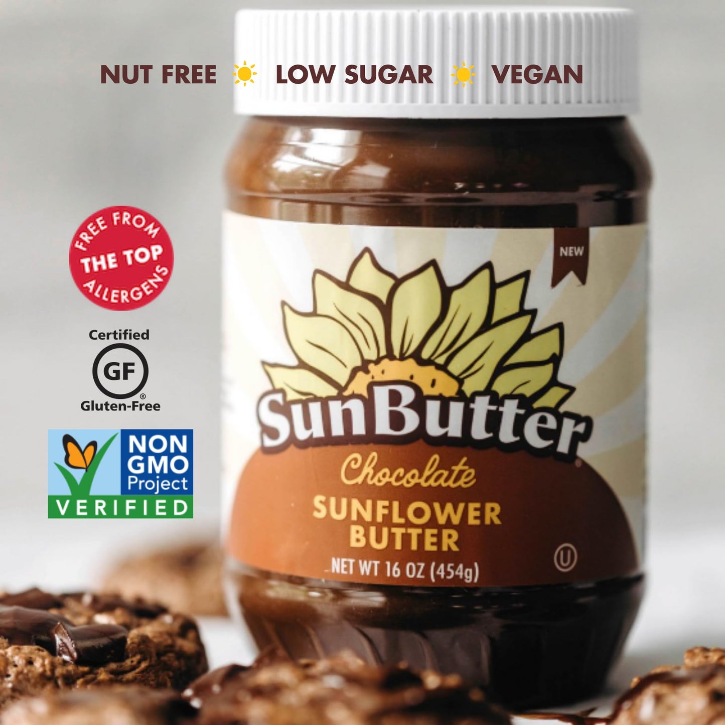 Sunbutter Chocolate Sunflower Seed Butter (1 Jar | 16 Oz) - Healthy, Low-Sugar, Protein-Packed Spread For Breakfast, Desserts, S