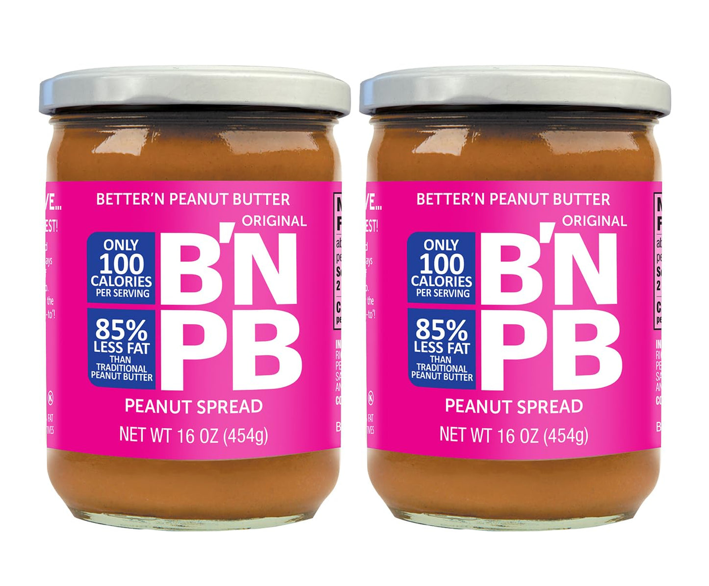 Bettern Peanut Butter Peanut Spread, Original Low Fat & Gluten Free, Pack of 2 (16 oz each), 1 Pound Total