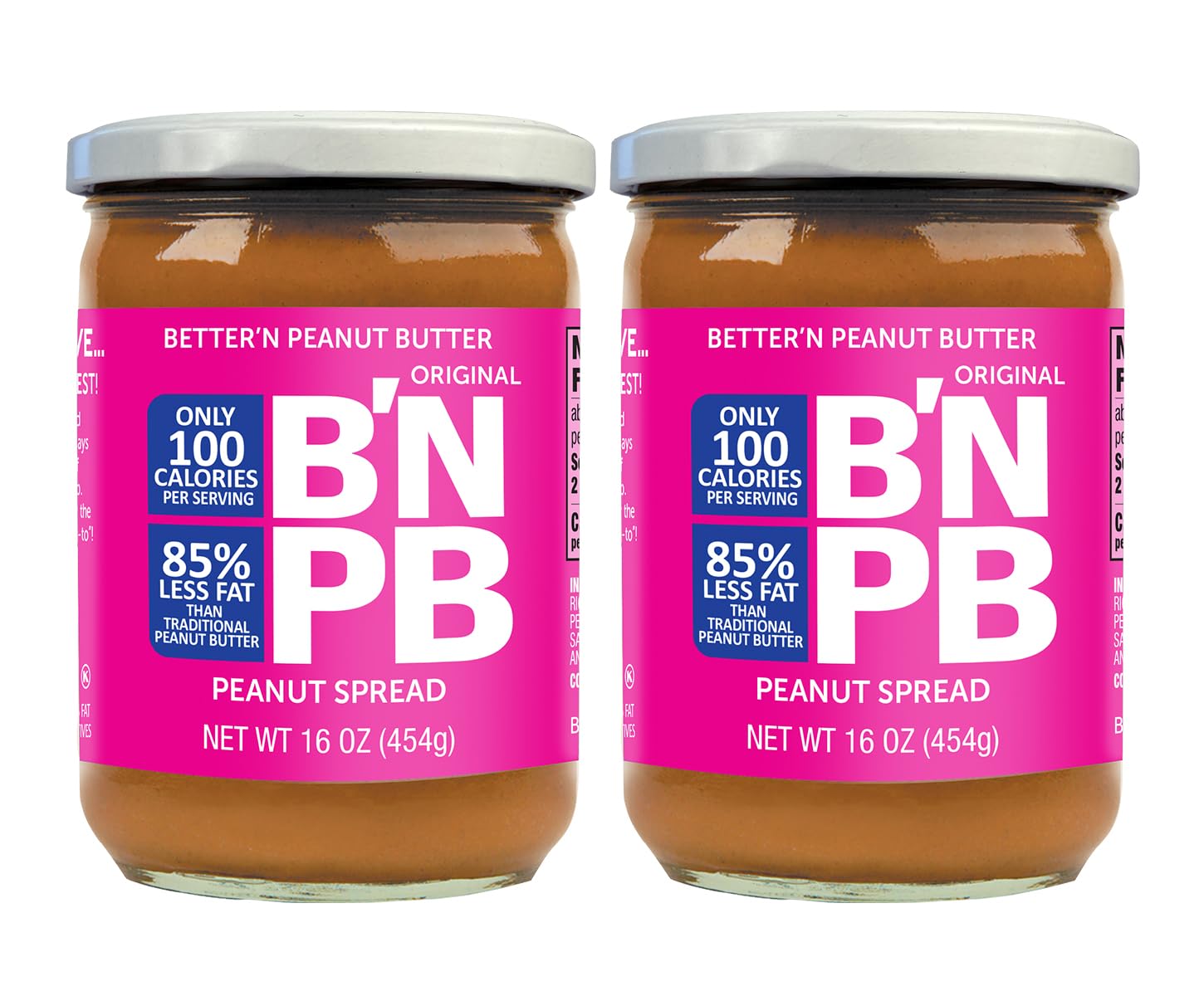 Bettern Peanut Butter Peanut Spread, Original Low Fat & Gluten Free, Pack of 2 (16 oz each), 1 Pound Total