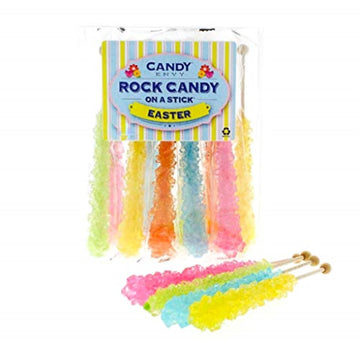 Candy Envy - Easter Rock Candy Sugar Sticks - 10 Individually Wrapped Treats - Pastel Colors