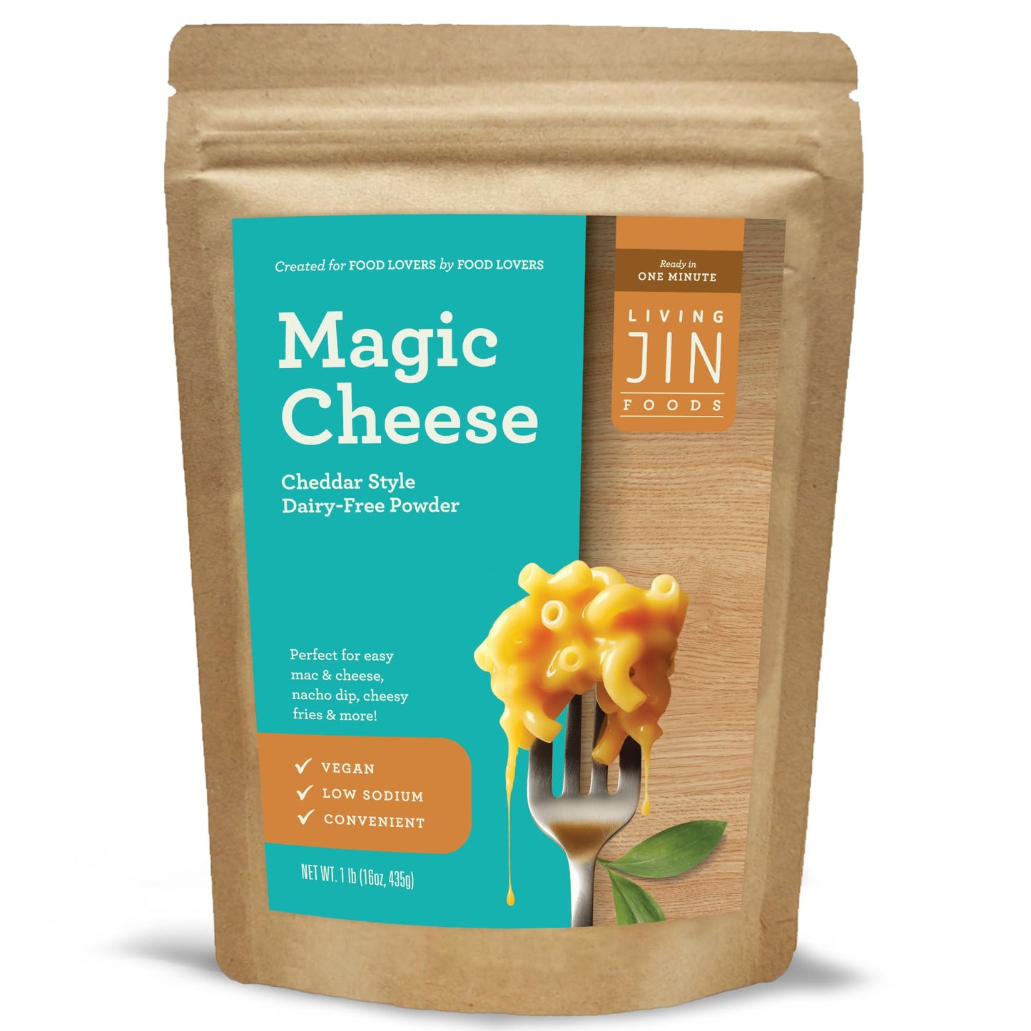 LIVING JIN Vegan Magic Cheese Sauce Powder, Dairy Free, Low Sodium, 16oz (Makes 43oz)