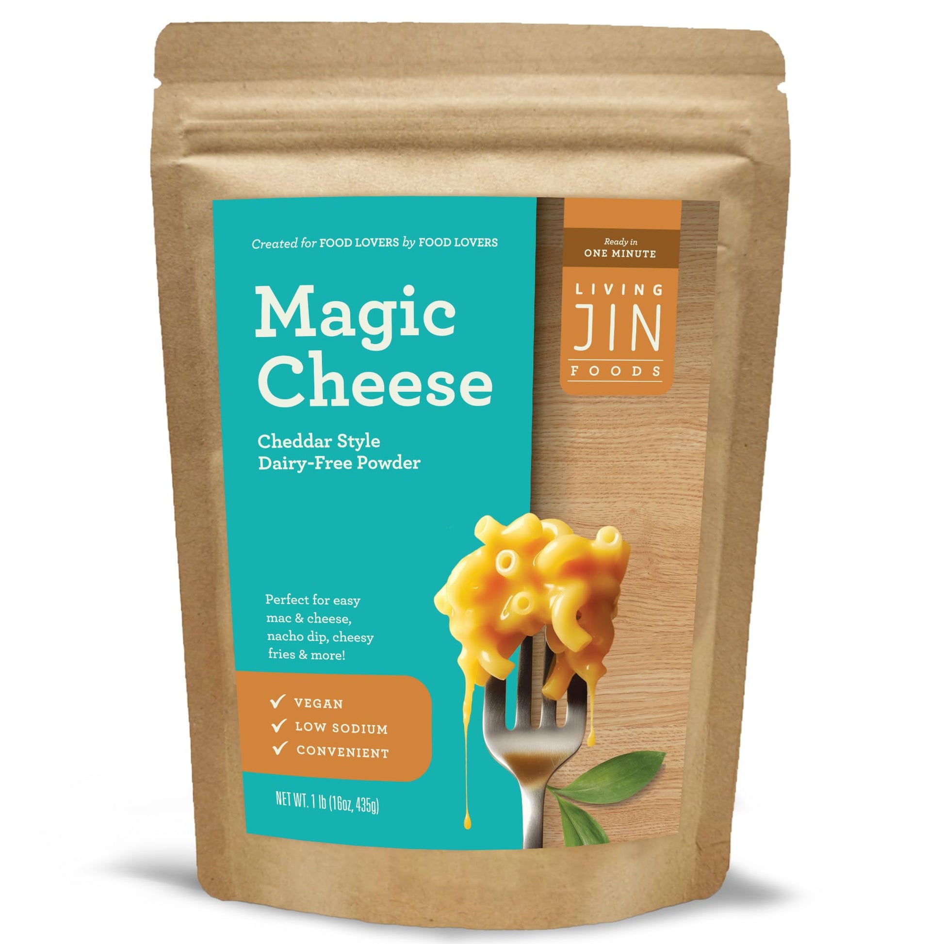 LIVING JIN Vegan Magic Cheese Sauce Powder, Dairy Free, Low Sodium, 16oz (Makes 43oz)
