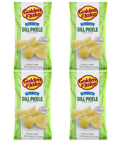 Golden Flake Dill Pickle Potato Chips, 5oz Bag (Pack4)