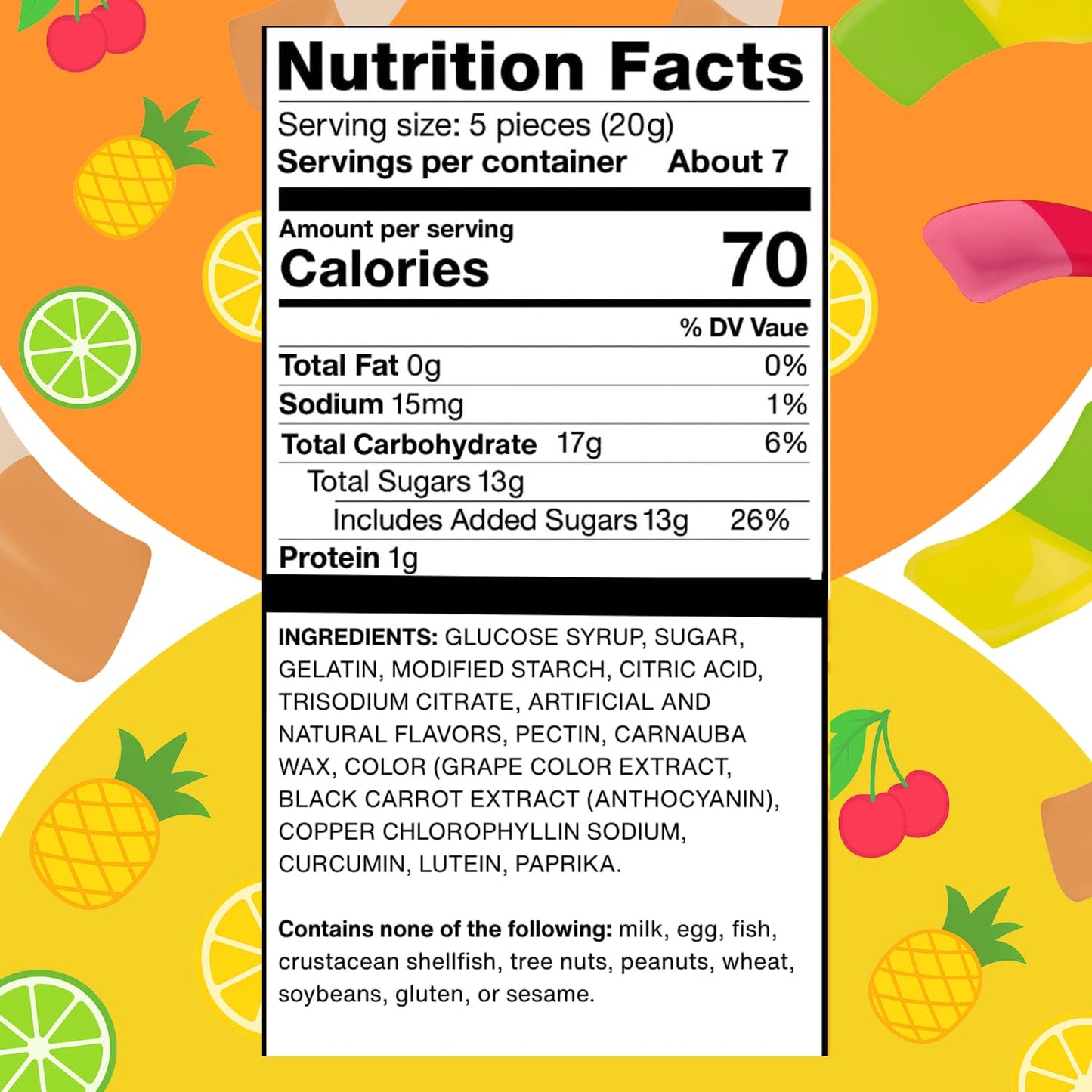 Smarties Squashies Mixed Fruit Flavor - Peanut Free  Gluten Free & Fat Free Gummy Candy - Perfect for Birthday & Halloween Party Favors chewy candy - 5 oz Candy Bags (Pack of 3)