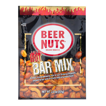 malt-inspired NUTS Habanero Bar Mix - Spicy Peanuts & Corn Sticks - 2oz Bags, 12 Pack