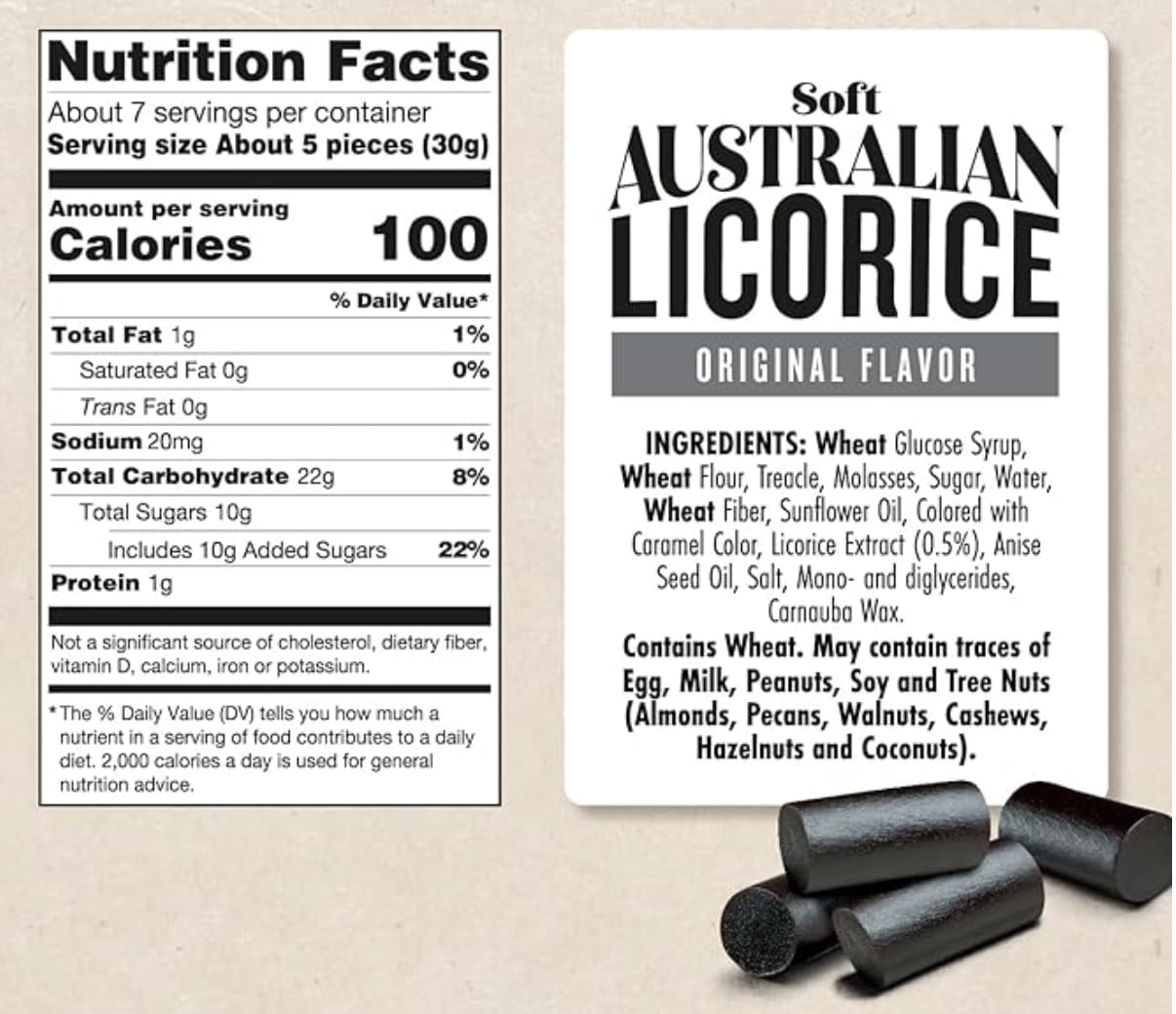 Darrell Lea Soft Australian Made Licorice, Original Black Flavor And Strawberry, 7 Oz Bag | Non-Gmo, No Palm Oil, No Artificial