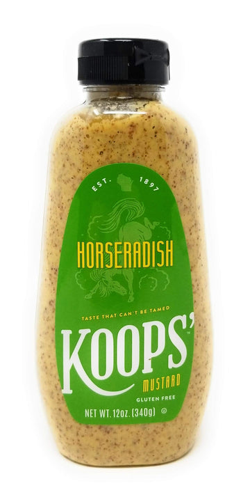 Koops Horseradish Mustard – Bold and Zesty Horseradish Sauce, Gluten-Free, Kosher, Made in USA, From Quality Mustard Seeds – 12 Oz, Pack of 3