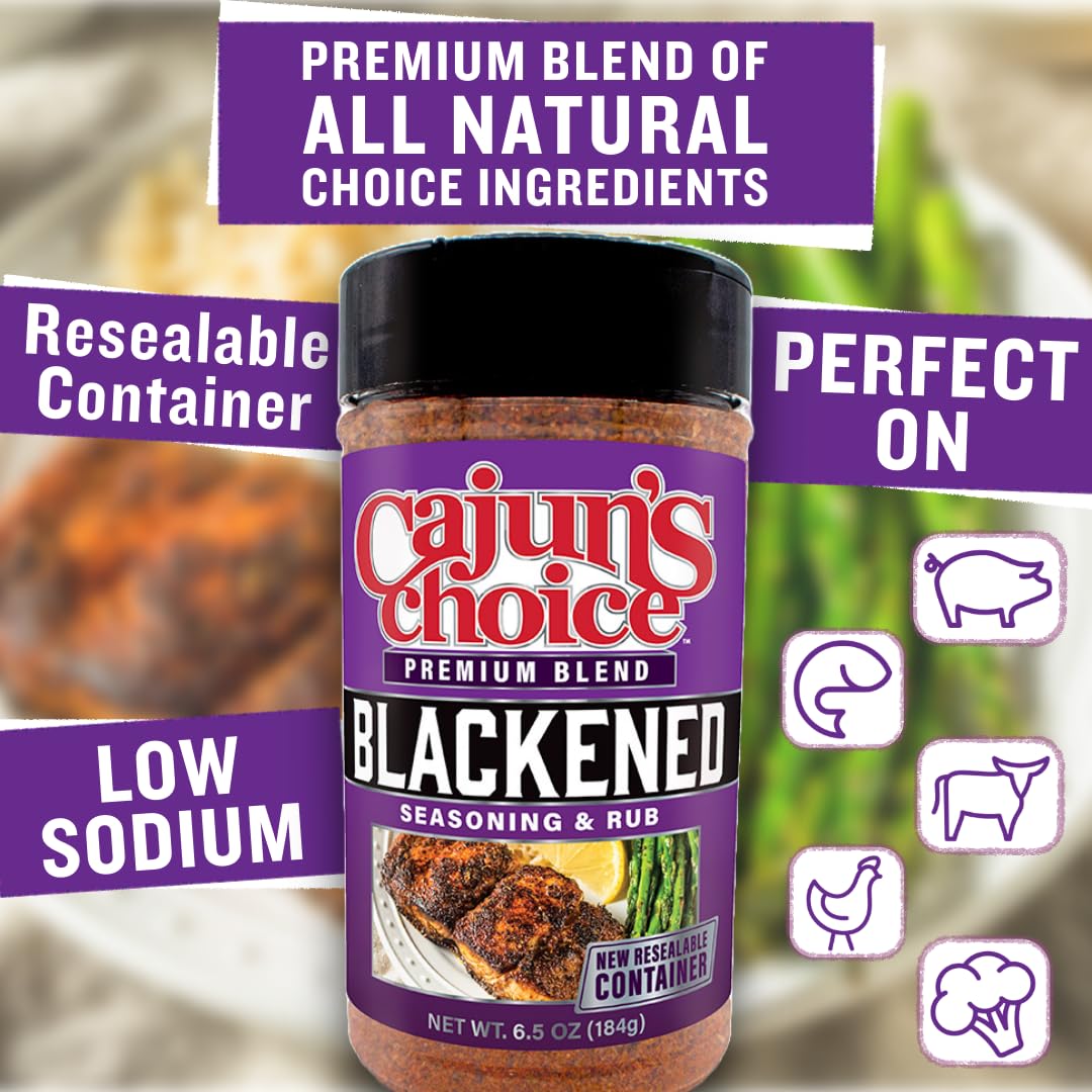 Cajun Choice Blackened Seasoning 6.5 Oz (Pack Of 3) - Use For Grilling Or Cooking Fish, Chicken, Pork, Steak, Vegetables, Burger