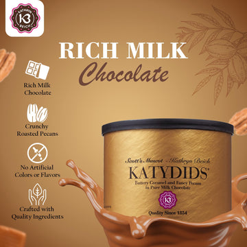 Kathryn Beich Katydids Candy Milk Chocolate Caramel Pecan Clusters, Pack of 3 Tins, 8 Ounces
