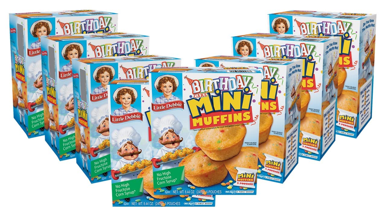 Little Debbie Birthday Cake Mini Muffins, 40-1.7 OZ Pouches (8 Boxes)