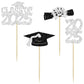 Ephlyn Cupcake Toppers 36Pcs Glitter Graduation Theme Class of 2025 Silver