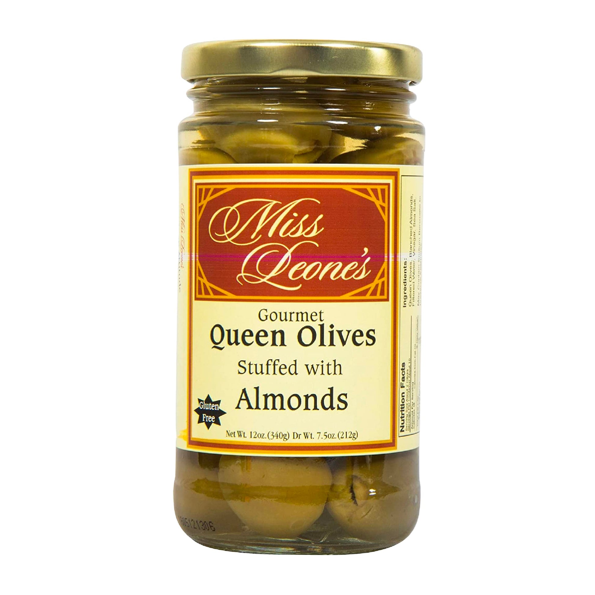 Leonard Mountain Miss Leone's Almond Stuffed Queen Olives, 12 Oz., Pack of 3