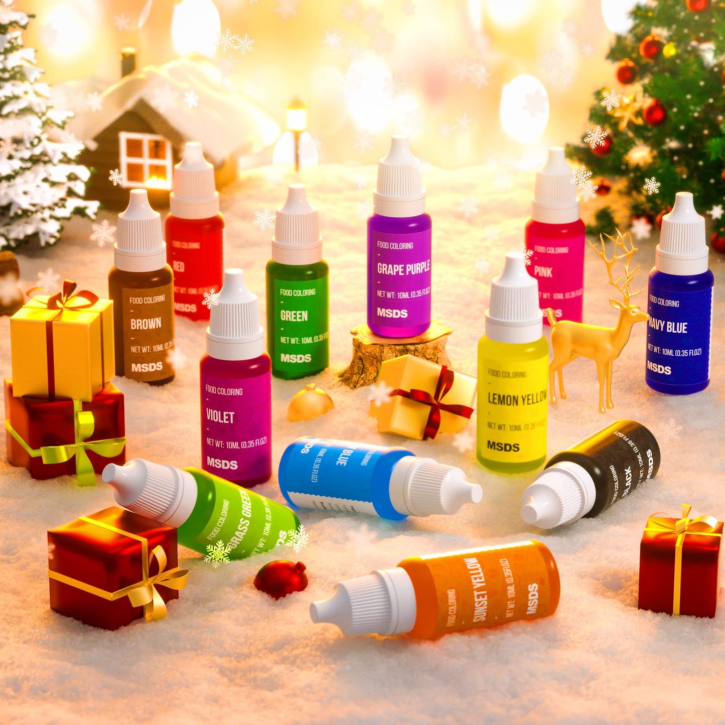 Food Coloring Liquid Set - 12 Vibrant Color Food Grade, Food Coloring Gel Concentrated Neon Icing Colors for Cake Decorating, Ba