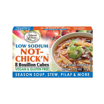 Edward & Son'S Low Sodium Vegan Chicken Bouillon Cubes - Vegan Broth Cubes, Gluten Free, No Trans Fat, Use In Soups, Stews And Pilafs (8 Cubes Of Each) - Pack Of 12