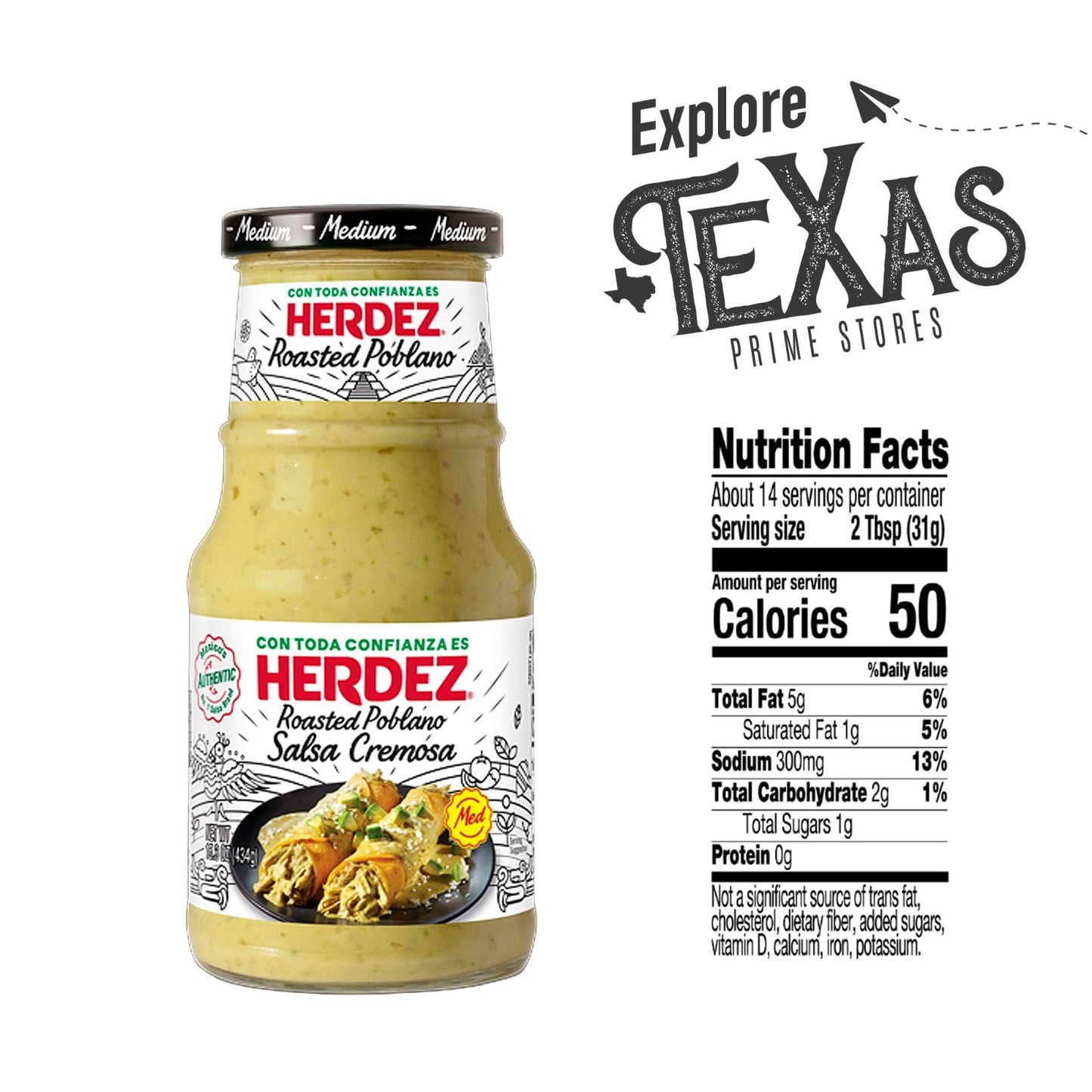 Herdez - Lavinia Essentials Bundle: 4-Pack of Salsa Cremosa Roasted Poblano 16oz Glass Bottle + 1 Utility Prop