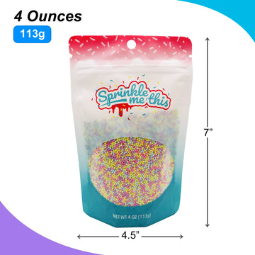 Colors Of The Garden Pastel Nonpareils - 4 Oz Resealable Standup Candy Bag - Nonpareils In Pastel Colors - Yellow, Pink, Green,