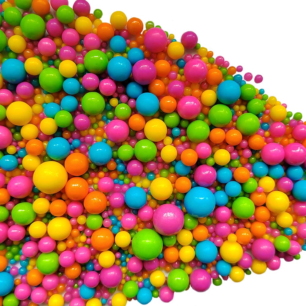 Edible Rainbow Sugar Pearls Candy Sprinkles 120G/ 4.23Ounce Baking Cake Sprinkles Cupcake and Cake Topper Cookie Decorations Wed