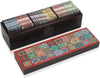 Octavius - Assorted Tea Variety Pack In Tile Motif Design Wooden Box | 6 Flavors, 60 Tea Bags | Black & Green Tea | Tea Gifts For Women & Men