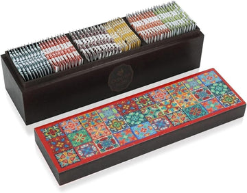 Octavius - Assorted Tea Variety Pack In Tile Motif Design Wooden Box | 6 Flavors, 60 Tea Bags | Black & Green Tea | Tea Gifts For Women & Men