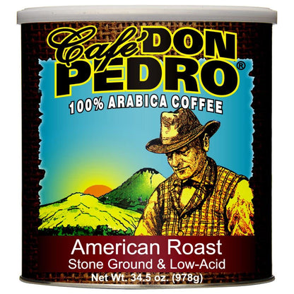 (6-pack) Cafe Don Pedro American Roast Naturally Low Acid Coffee - Large Can for Coffee Lovers with Sensitive Stomachs - Delicio