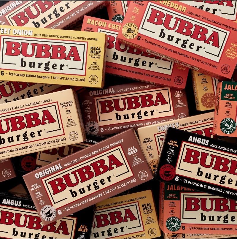 Bubba Burger, Frozen Angus Beef Burger Patties, USDA Choice Beef Chuck, 2 lb, Pack of 6
