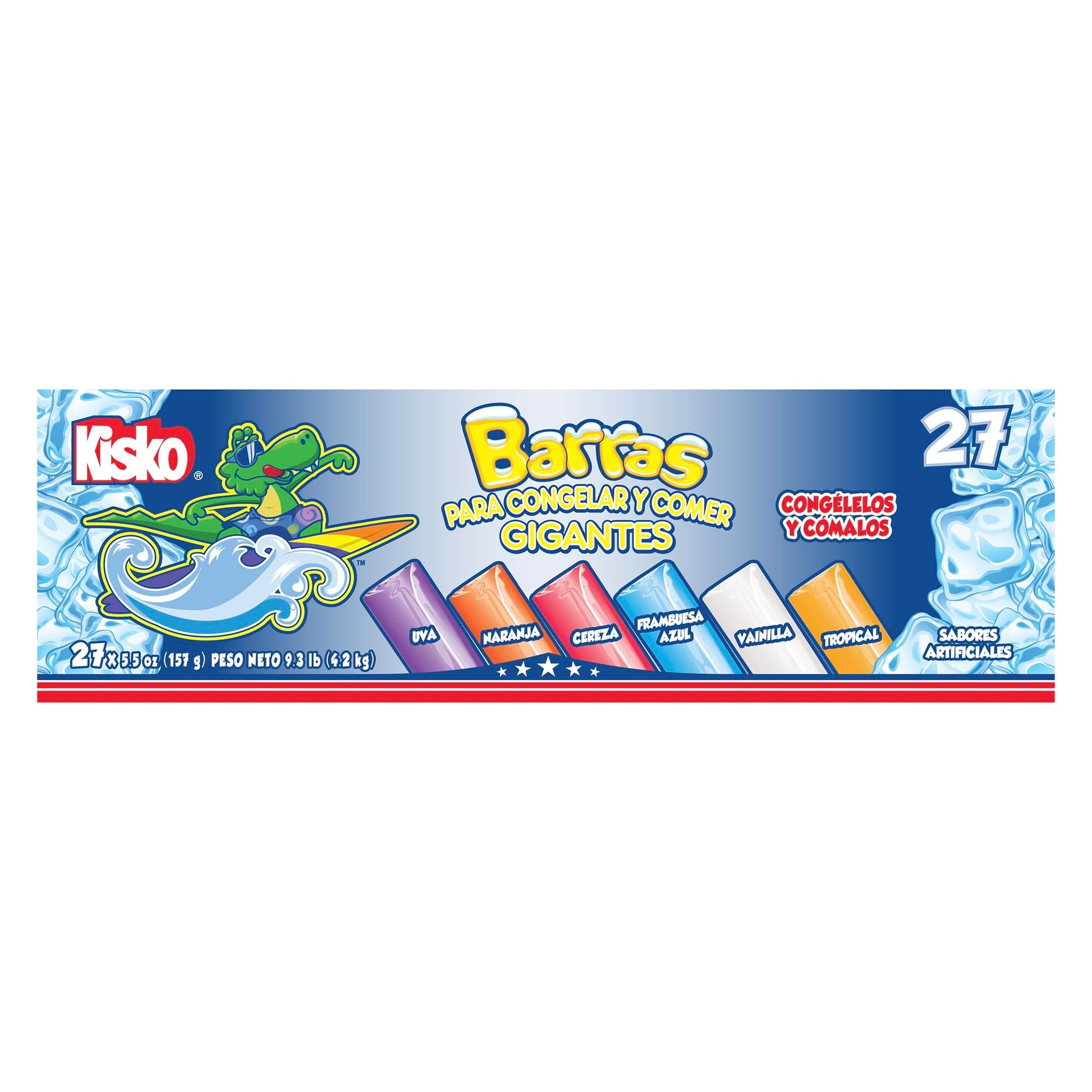 Kisko Freezies Ice Pops, Bulk Variety Giant Freezies, 27 Pieces